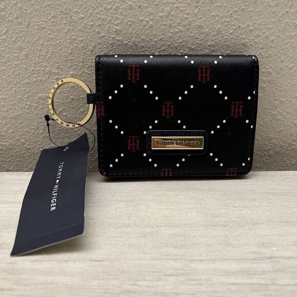 Tommy Hilfiger 69J8432 Navy Blue Multi Logo ID/Credit Card Holder w/Keyring - Picture 1 of 9